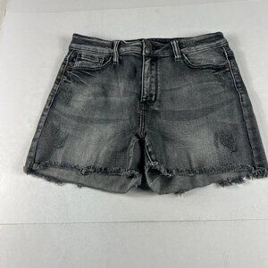 Judy Blue Jean Shorts Women 28* Mid Rise Black Cut Off Stretch Denim Jorts Tag M